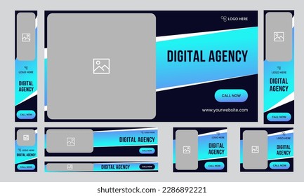 Digital agency set of web banner template design for social media posts, editable web banner vector eps 10 file format