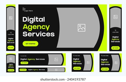 Digital agency web bundle banner design for social media post, business services web set banner design, fully editable vector eps 10 file format