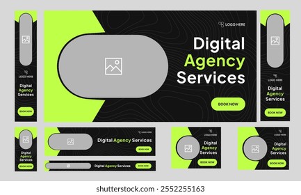 Digital agency web set banner design para mídia social post, agência digital moderna web bundle banner template design, totalmente personalizável vetor eps 10 formato de arquivo