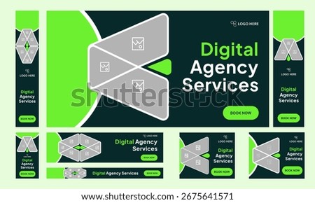 Digital agency web set banner design for social media post, marketing agency web bundle banner design, vector eps editable banner design, startup business set banner design vector eps 10 file format