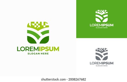 Digital Agriculture Logo Template Design, Leaf Tech Logo Designs, Green Technology Logo Designs Concept Vector