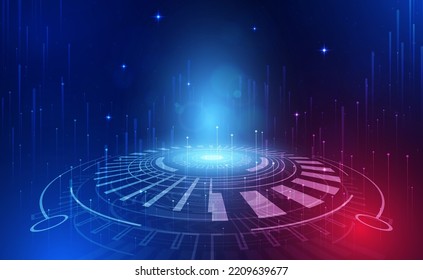 Digital Ai big data technology futuristic blue background, cyber cloud security, abstract space neon wifi tech, innovation future upload data, global internet network connection, illustration vector