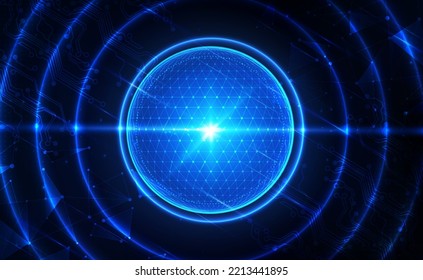 Digital Ai big data technology futuristic blue background, cyber cloud security, abstract space neon wifi tech, innovation future upload data, global internet network connection, illustration vector