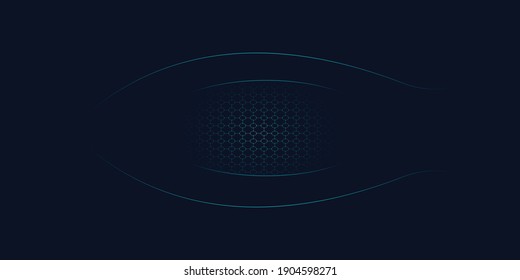 Digital Ai eye vector background dynamic waves