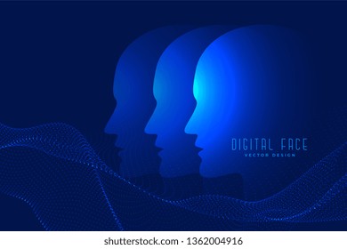 digital ai face with particle face technology background