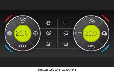Digital air condition dashboard with complete control and dual ac