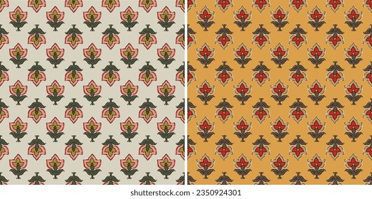 Digital Ajrakh seamless pattern. block print Pattern and batik print Background digital printing textile pattern. Kalamkari Block Print Seamless Pattern. EPS file format.