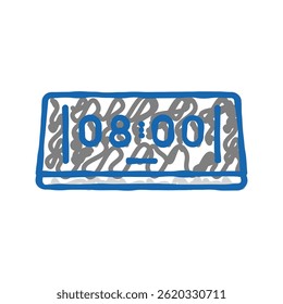 digital alarm clock bedroom interior doodle icon sketch vector. digital alarm clock bedroom interior sign. isolated symbol illustration