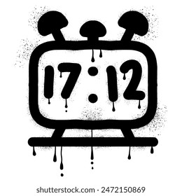 Digital alarm clock with black spray paint graffiti style
