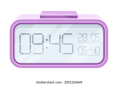 Dibujo vectorial de la caricatura del reloj de alarma digital sobre fondo blanco
