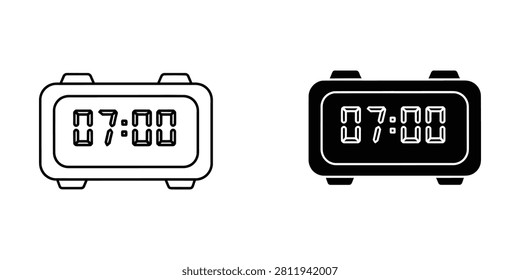 Digital alarm clock display showing seven oclock with schedule illustration business management deadline technology