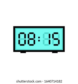 Reloj de alarma digital con 8:15. Imagen de cliente aislada en fondo blanco
