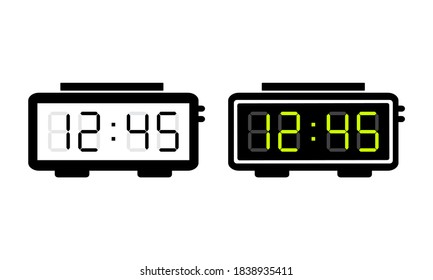 Digital alarm clock, electronic timer isolated on white background. Vector illustration