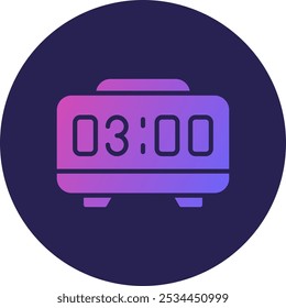 Digital Alarm Clock Glyph Circle Gradient Icon