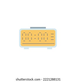 Icono de reloj de alarma digital en color, aislado en fondo blanco 
