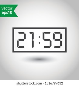 Digital alarm clock icon. Electronic watch vector sign. Digital clock symbol. EPS 10 pictogram flat design
