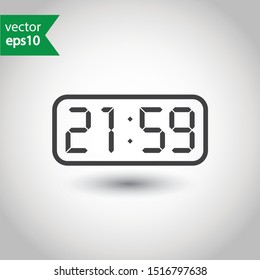 Digital alarm clock icon. Electronic watch vector sign. Digital clock symbol. EPS 10 pictogram flat design