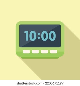 Digital alarm clock icon flat vector. Flexible time. Busy people
