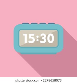 Digital alarm clock icon flat vector. Business work. Project control