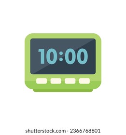 Digital alarm clock icon flat vector. Flexible time. Busy people isolated