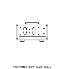 Digital-Wecker-Symbol im Linienstil, einzeln auf weißem Hintergrund