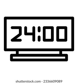 Vector de contorno de icono del reloj de alarma digital. Llamada web. Temporizador de horas