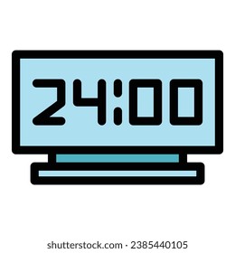 Digital alarm clock icon outline vector. Web call. Hour timer color flat