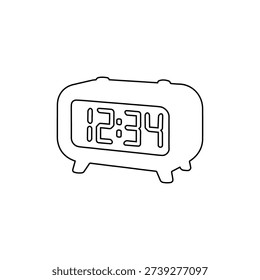 digital alarm clock icon outline simple time display design for schedule reminder and morning wakeup isolated illustration