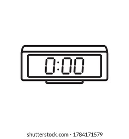 digital alarm clock icon over white background, line style, vector illustration