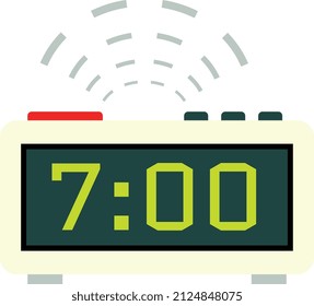 Digital alarm clock icon. Ringing time device with lcd screen