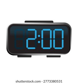 Digital alarm clock icon showing two oclock vector. Perfect for time management concepts and user interface designs