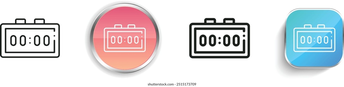 digital alarm clock icon. Thin Linear, Regular and Button Style Design Isolated On White Background