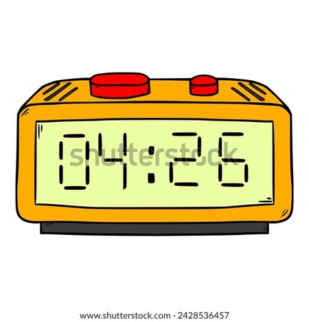 digital alarm clock illustration colored hand drawn vector	