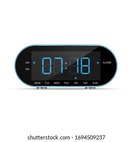 Digital Alarm Clock Isolated On White Background, Vector Illustration