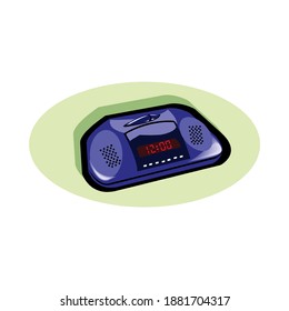 Digital alarm clock isolated on white with reflection and spare digital numbers. Raster also available.