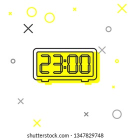  Digital alarm clock line icon isolated on white background. Electronic watch alarm clock. Time icon. Vector Illustration