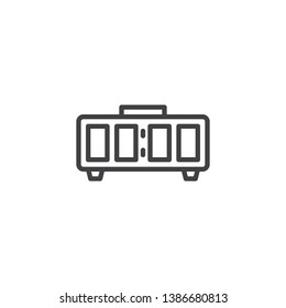 Digital alarm clock line icon. linear style sign for mobile concept and web design. Electronic table clock outline vector icon. Symbol, logo illustration. Pixel perfect vector graphics