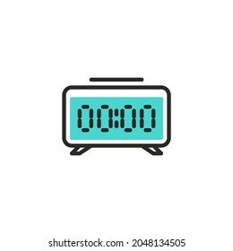 Digital alarm clock line icon. linear style sign for mobile concept and web design. Electronic clock outline vector icon. Symbol, logo illustration. Vector graphics
