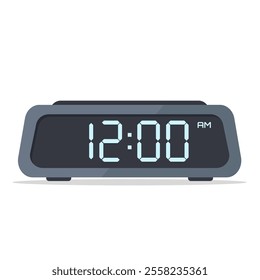 digital alarm clock midnight flat logo icon vector illustration modern design isolated on white backgroundalarm, clock, digital, midnight, alarm clock, 12.00, am, morning, wakeup call, flat, vector, i