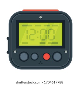 Digital Alarm Clock, Modern Electronic Time Measuring Instrument Vector Illustration