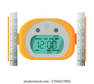 Digital Alarm Clock, Modern Electronic Time Measuring Instrument Vector Illustration