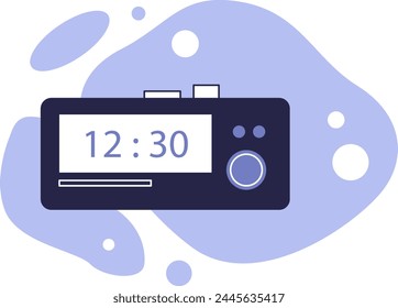 Digital alarm clock on an abstract background.