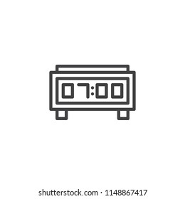 Digital alarm clock outline icon. linear style sign for mobile concept and web design. Electronic watch simple line vector icon. Symbol, logo illustration. Pixel perfect vector graphics