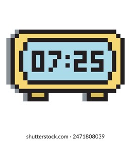 Digital alarm clock in pixel art style