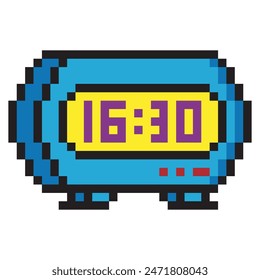 Digital alarm clock in pixel art style