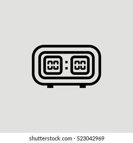 Digital Alarm Clock Radio Outline Vector Icon