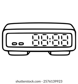 digital alarm clock in rectangle shape hand drawn doodle outline icon