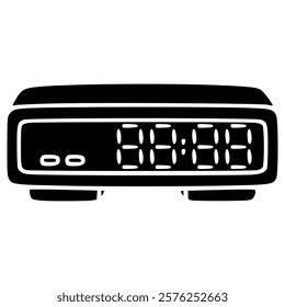 digital alarm clock in rectangle shape hand drawn doodle glyph icon