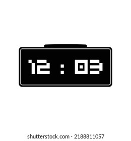 Digital Alarm Clock Silhouette. Black And White Icon Design Elements On Isolated White Background