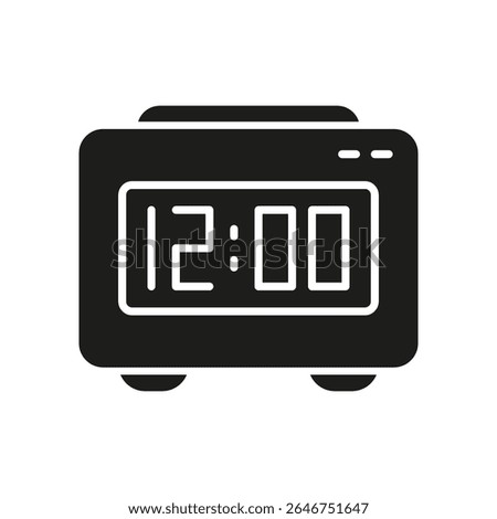 Digital Alarm Clock Solid Icon. Time Management, Wake-Up Scheduling, And Punctuality Silhouette Symbol. Morning Routine Optimization. Isolated Vector Illustration.
